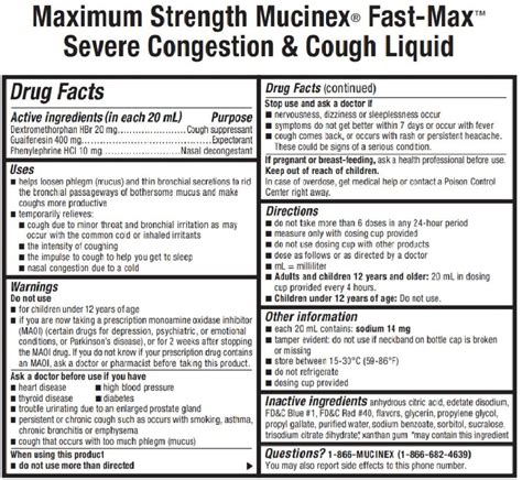 Mucinex Fast Max Severe Congestion And Cough Liquid