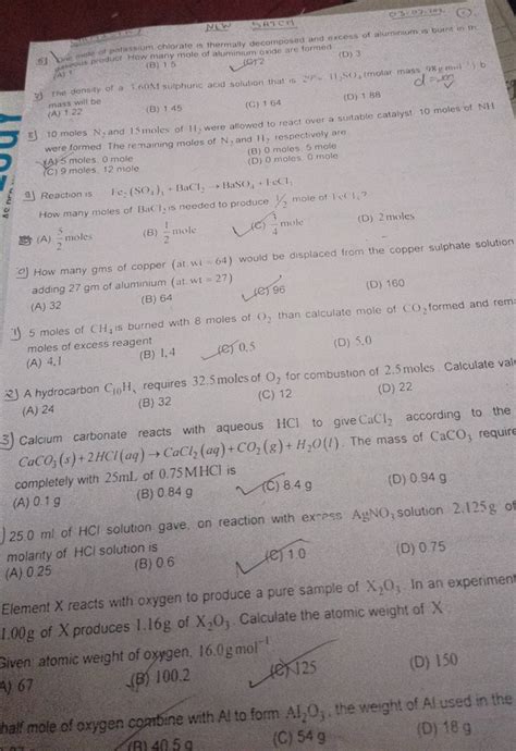 Calcium Carbonate Reacts With Aqueous Hcl To Give Cacl According To Th