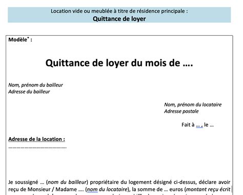 Modele De Quittance De Loyer Avec Tva