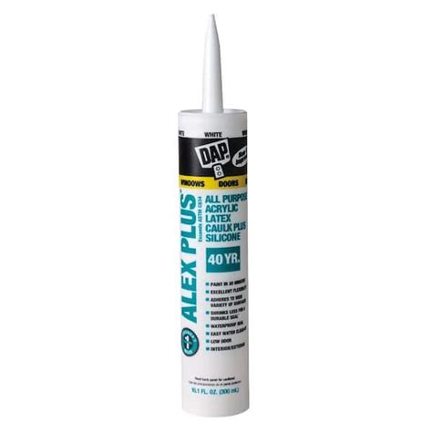 Dap Alex Plus 10 1 Oz White Acrylic Latex Caulk Plus Silicone 18103 The Home Depot