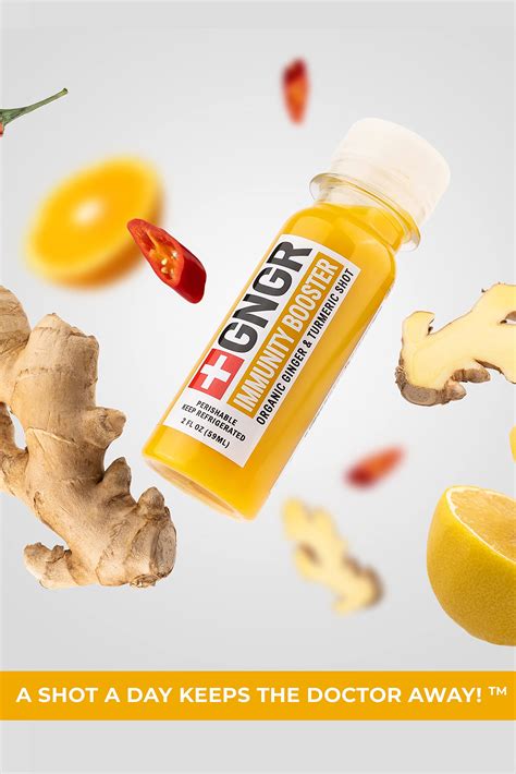 Immunity Booster Organic Ginger Shot With Turmeric Ginger Juice