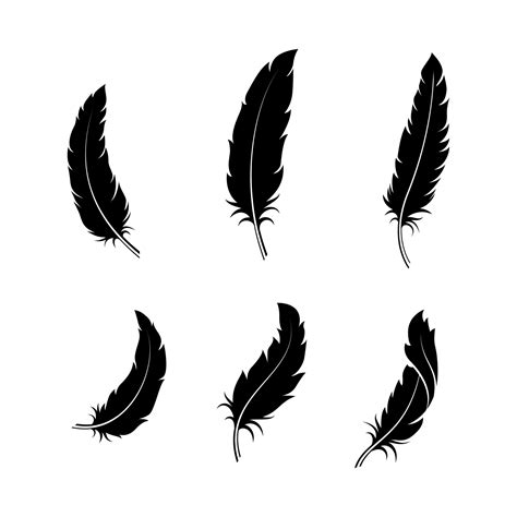 Feather Silhouette Vector Isolated On White Background 6220915 Vector