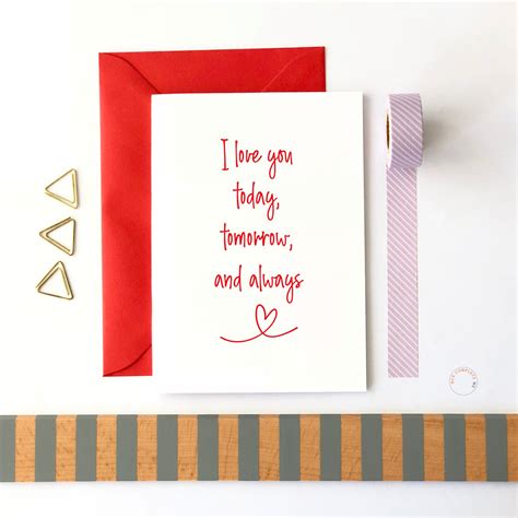 I Love You Today Tomorrow And Always Anniversary Card Love Etsy