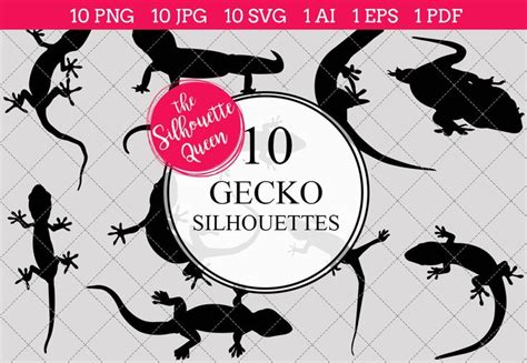 Gecko Silhouette Clipart Vector | Dragon silhouette, Silhouette vector ...