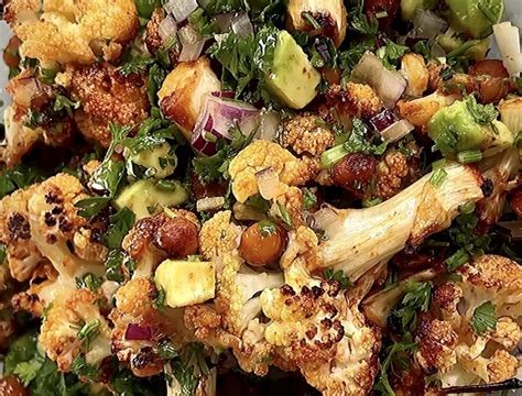 Honey Paprika Roasted Cauliflower Chickpea Salad