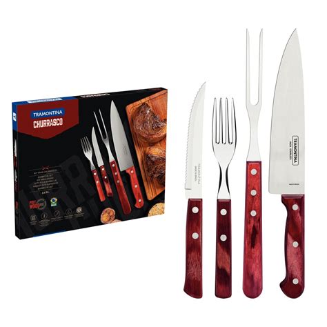 Tramontina 4 Piece Jumbo Steak Kinife Set Stainless Steel And Treated