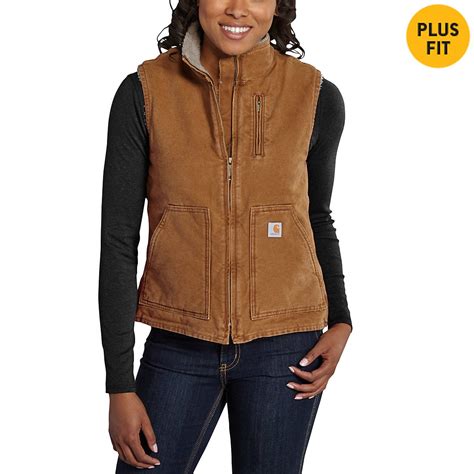 Womens Sandstone Mock Neck Vestsherpa Lined Wv001 Carhartt