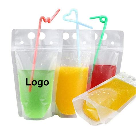 Hand Held Reclosable Stand Up Zipper Drink Pouches Bag