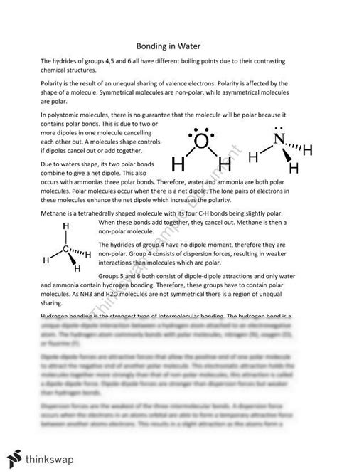 Water Bonds | Chemistry - Year 11 HSC | Thinkswap