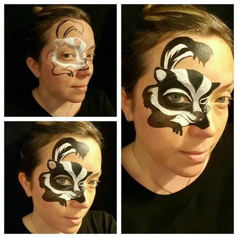 Skunk face painting by kellie A burrus | Face painting designs, Face ...