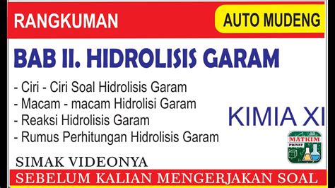 RANGKUMAN HIDROLISIS GARAM KIMIA KELAS XI YouTube