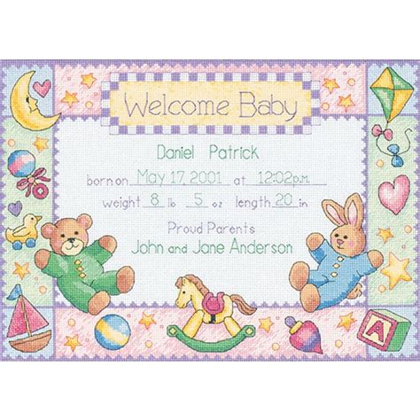 Welcome Baby Announcement Counted Cross Stitch Kit Free Shipping On