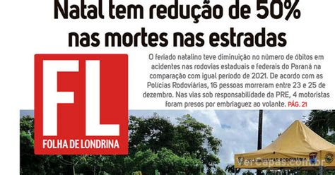 Capa Folha Londrina Edição Terça27 De Dezembro De 2022