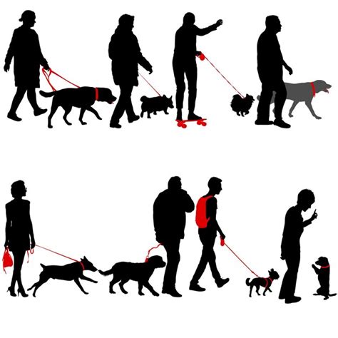 Premium Vector Set Silhouette Of People And Dog On A White Background