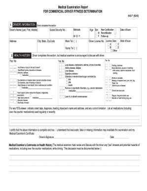 Fillable Online Fmcsa Medical Examination Report Form