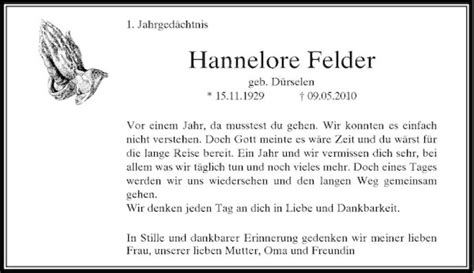 Alle Traueranzeigen für Hannelore Felder trauer rp online de