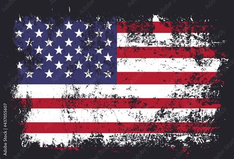 Vector grunge flag of USA on black background. American flag with ...