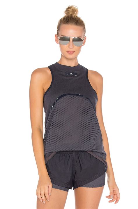 Adidas By Stella Mccartney Yoga Mesh Tank In Night Steel Mel From