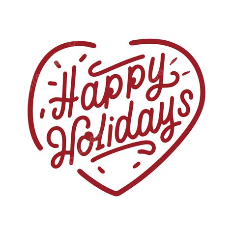 Happy Holidays Heart Shape Typography Transparent Background Image