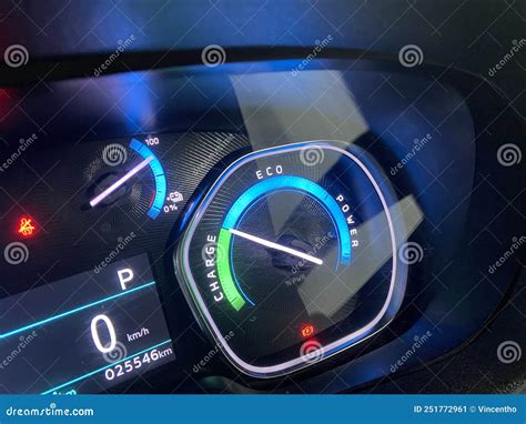 Electric Vehicle Ev Car Dashboard Meter Charge Stock Image Image Of