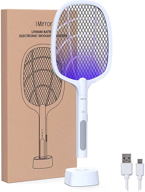 Cht Electric Mosquito Fly Swatter Insect Zapper Battery Operated Bat Racket With Led Light