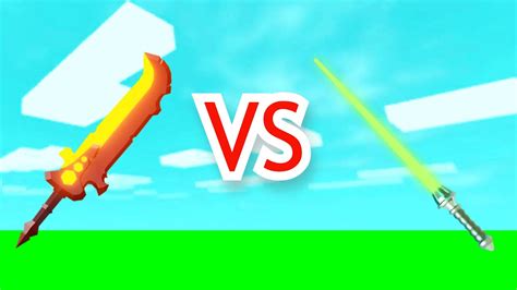 Rageblade Vs Laser Sword Roblox Bedwars Youtube