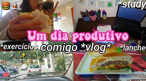 Um dia produtivo comigo vlog study exercícios lanche e afins