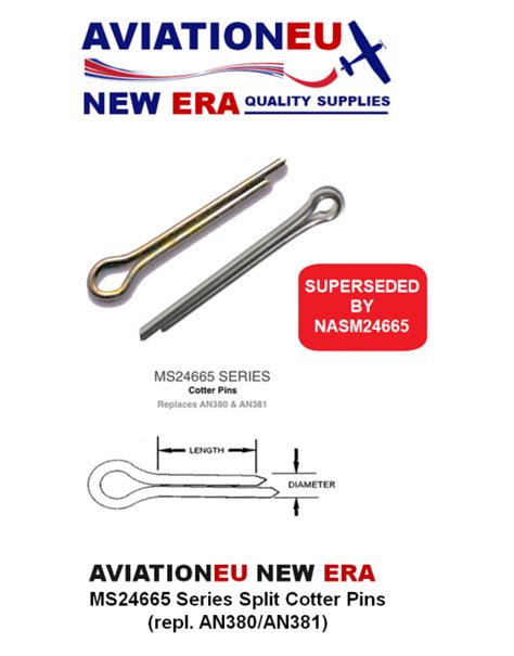 Aviationeu New Era Ms24665 Series Split Cotter Pins Repl An380an381