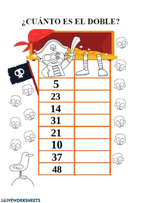 The Spanish Number Line With Skulls And Pirate S Hat On It Which Is