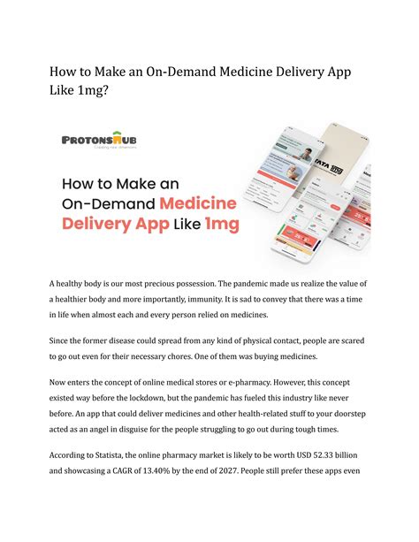 How To Make An On Demand Medicine Delivery App Like 1mg By Protonshub