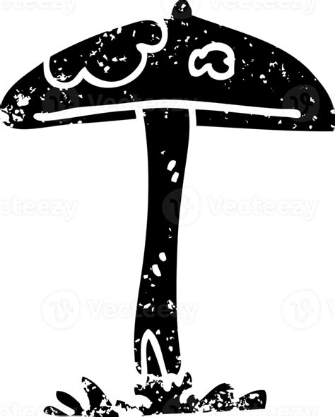 Line Drawing Cartoon Mushroom Distressed Icon 45331429 Png