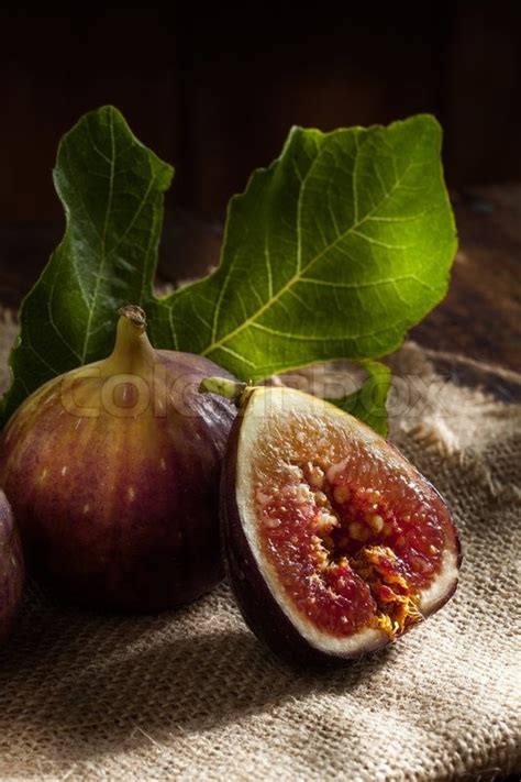 Close Up View Of Fresh Figs On Color Stock Image Colourbox