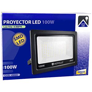 Proyector LED SMD 100W 4000ºK Negro HEPOLUZ