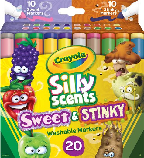 Crayola Silly Scents Sweet and Stinky Art Markers for Kids, Beginner 20 ...