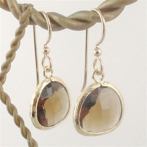 Faceted Smokey Topaz Earrings With Gold Ready To Ship Smokey Topaz