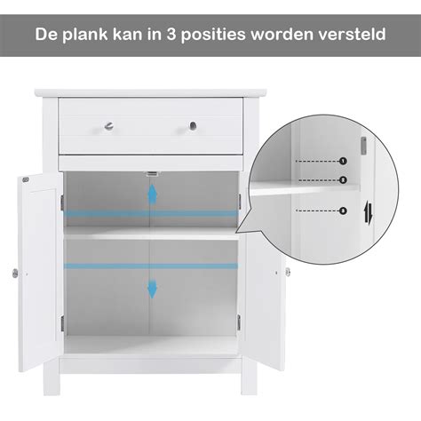 Badkamerkast Met Grote Lade Deuren Opbergkast Met Verstelbare Plank