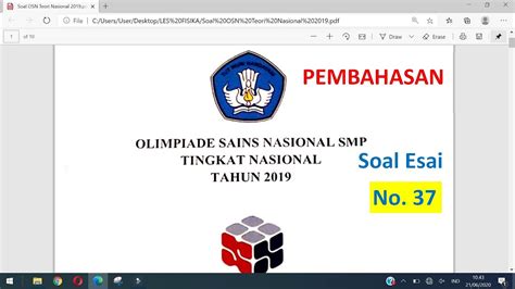 Pembahasan Soal Osn Ipa Smp 2019 Tingkat Nasional Soal No 37 Youtube