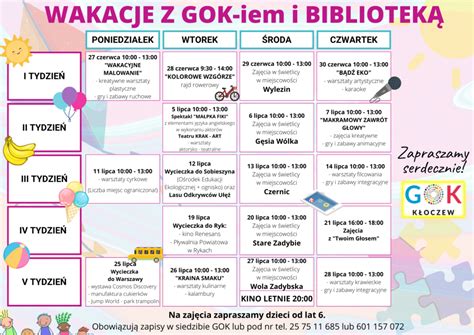 Wakacje Z Gok Iem I Bibliotek Gminny O Rodek Kultury K Oczew