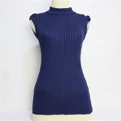 Jual Turtle Neck Tanktop Rajut Tank Top Kerah Tinggi Rajut Wanita