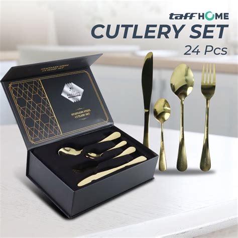 Taffhome Set Alat Makan Perlengkapan Sendok Garpu Pisau Cutlery Pcs