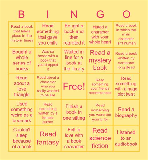 Readers Bingo Card