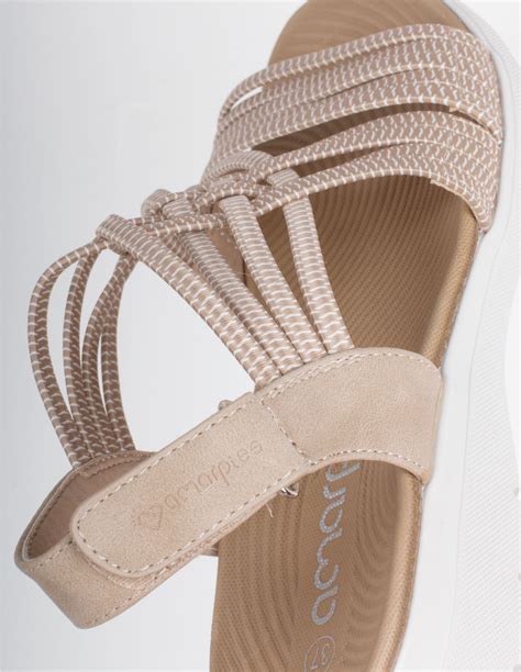 Sandalias Beige Mujer Tiras El Sticas Pera Limonera