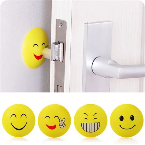 1/3pcs Rubber Door Handle Knob Crash Pad Smile Face Emoji Door Wall ...