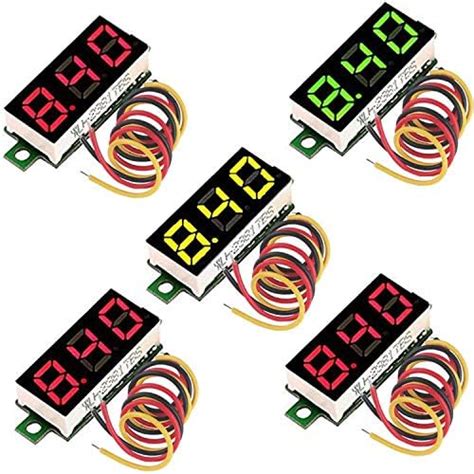 RUNCCI YUN 5pcs Digital DC Voltmeter 0 28 Inch 3 Wire 2 5V 30V Mini