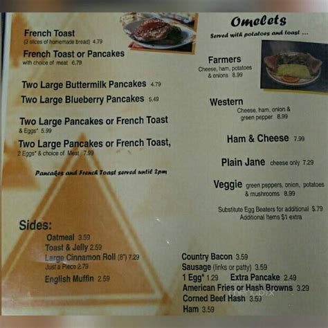 Menu Of Triangle Restaurant In Mcmillan Mi 49853