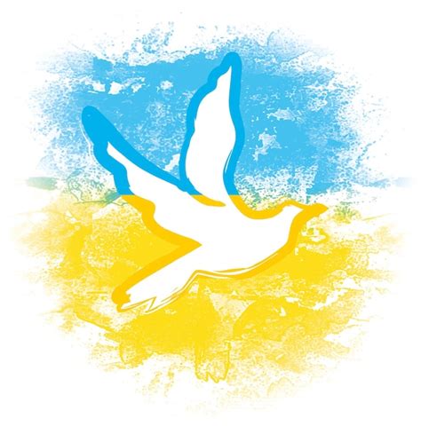 Украинская победа голубь символ флаг акварель | Премиум векторы