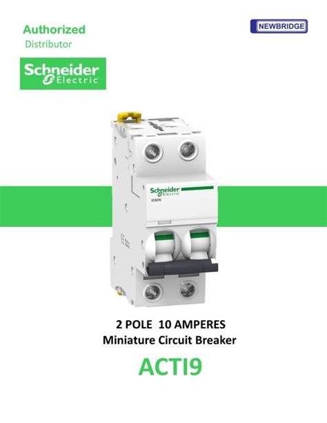 Acti9 IEC 2 Pole 10A DIN Rail Type Circuit Breaker 230 400V 10 KAIC