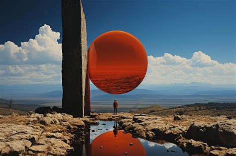 Premium Ai Image There Is A Man Standing In Front Of A Large Orange