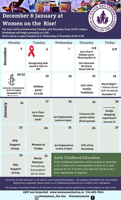 Check Out Our December And January Calendar