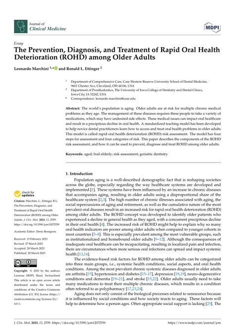 (PDF) The Prevention, Diagnosis, and Treatment of Rapid Oral Health Deterioration (ROHD) among ...